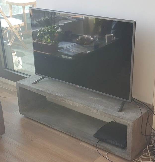 11. Floating Concrete TV Stand DIY